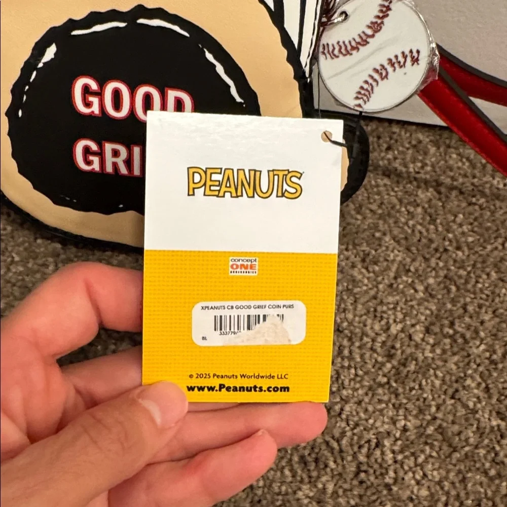 Peanuts Cream, Black & Red Baseball Cap Wristlet Clutch - Picture 3 of 4